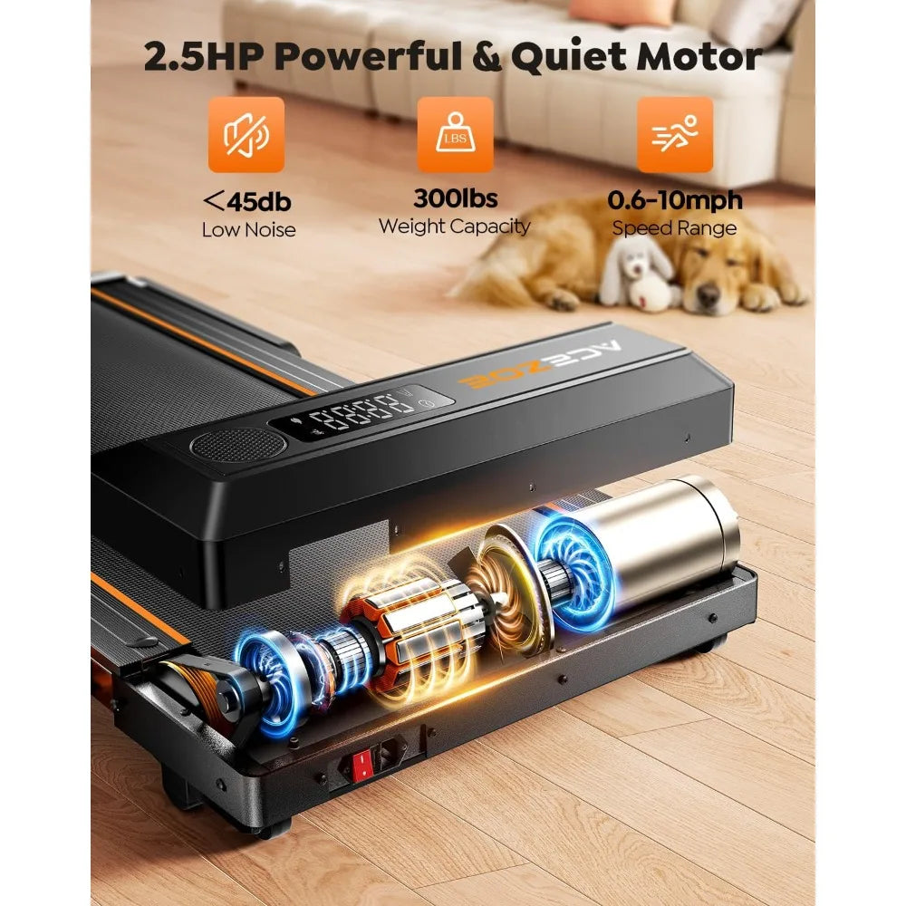 Foldable Treadmill 3.0HP 0-15% Incline Home Treadmill with Handle Bar Under Desk 300LB Capacity Bluetooth Speaker APP Remote