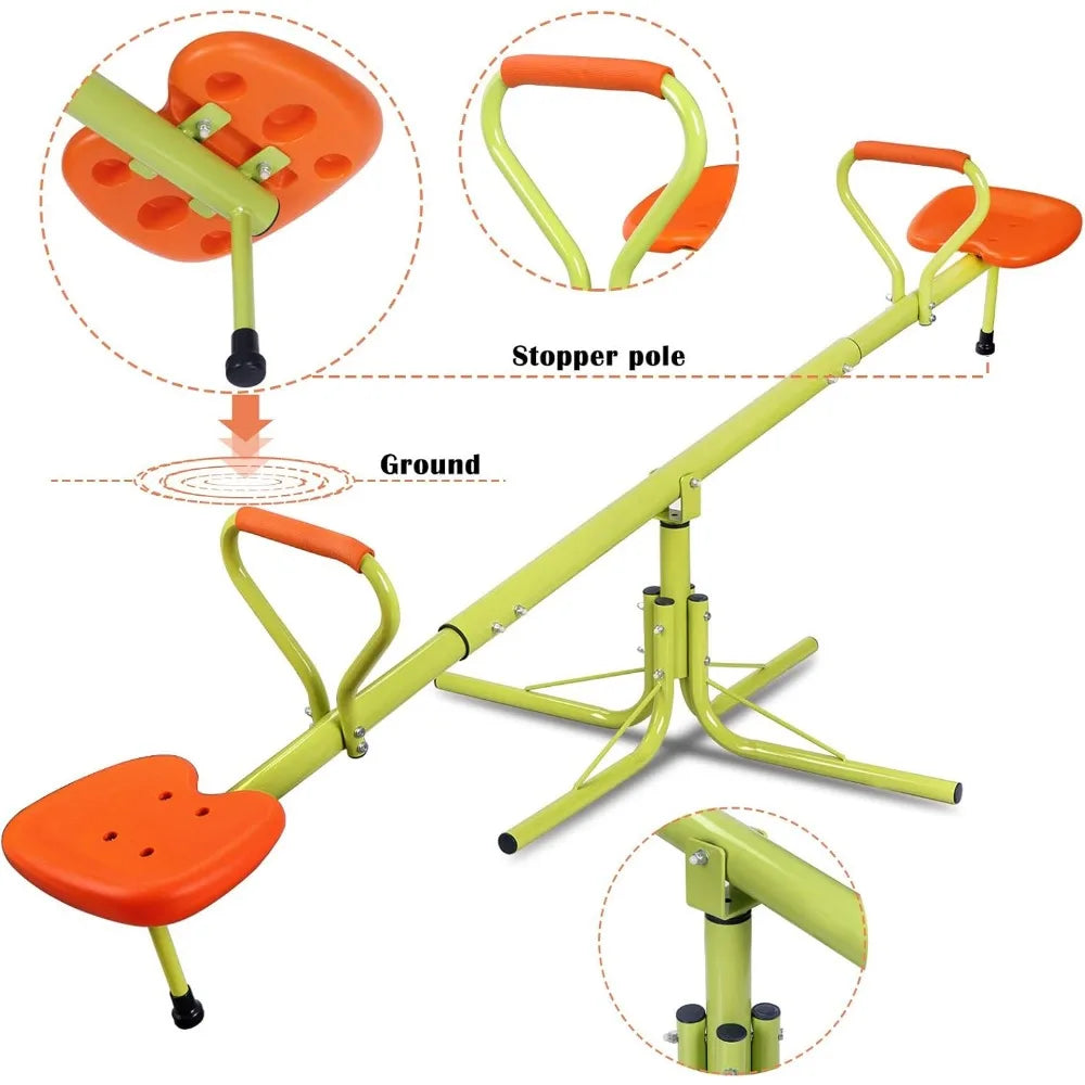 Kids Seesaw 360 Degree Rotation Safe Swivel Teeter Totter Outdoor Indoor Home Playground Equipment Set