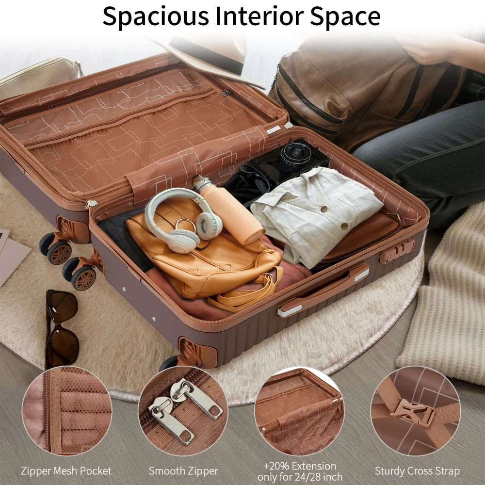 20" Suitcase with Toiletry Bag Travel Duffel Luggage Sets Spinner Wheels TSA Lock Travel Suitcase Rolling Luggage Trolley Case