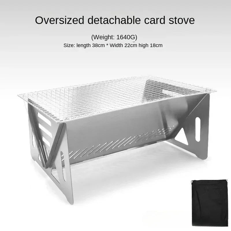 Multifunction Bbq Charcoal BBQ Grill Folding Furnace Barbecue Stainless Steel Kitchen Utensils Mesh Wood Stove Outdoor Bar Home