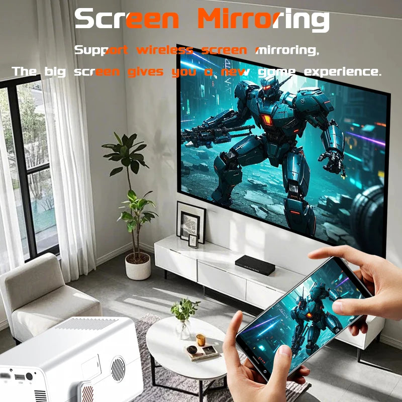 4K HM103-A Portable Projector Android 13BT5.2 1920*1080P Dual WiFi5 300ANSI Amlogic T950S Home Theater Mini Projector Stand