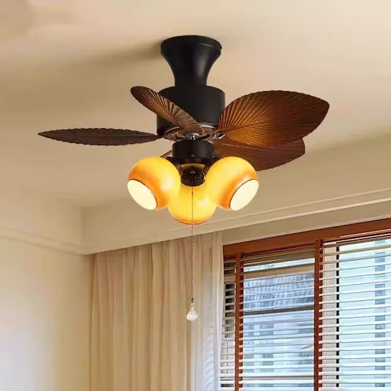 American Retro celiing Fan Light European Mid-Century Luxury chandelier  Living Room Restaurant Bedroom Villa Cafe Remote Fan