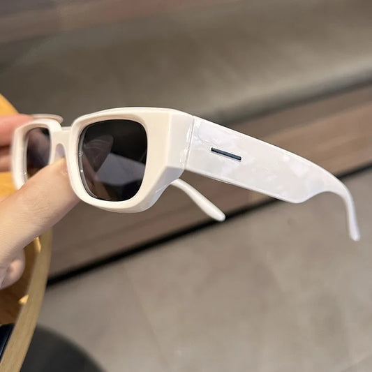 Men Vintage Rectangle White Frame Sunglasses Fashion Retro Brand Designer Sun Glasses UV400 Shades Eyewear Women Goggles