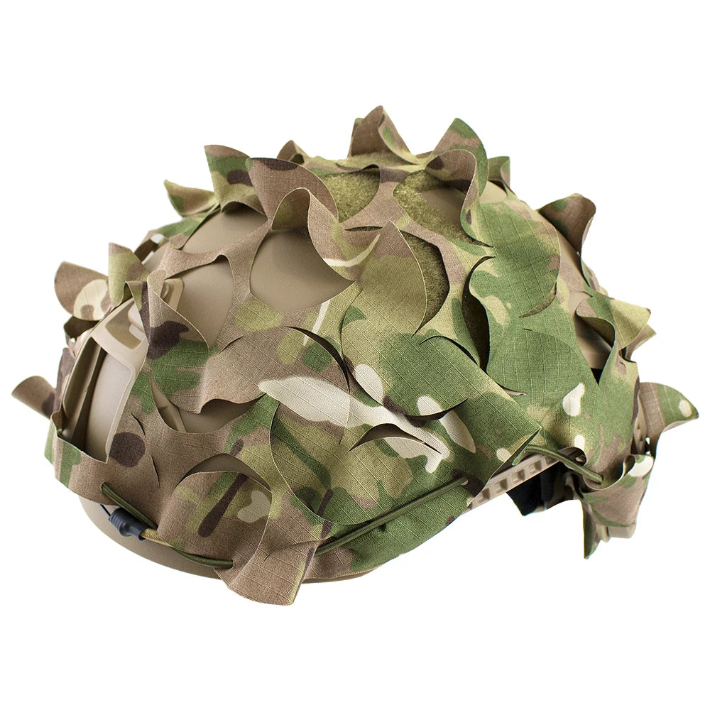 3D Camo Net Airsoft Helmet Cover Laser Cut Nylon Drawstring Helmet Scrim CS Wargame Paintball Paratrooper Hunting Accessories