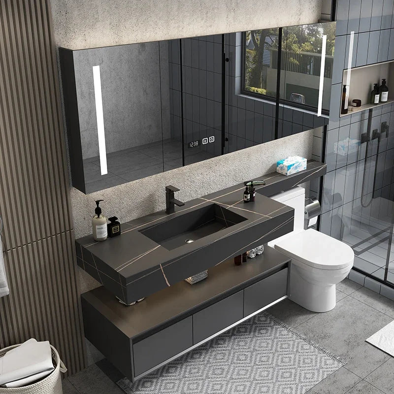 Bathroom Kit With Mirrors Cabinet Storage Closed Toilet Narrow Locker Furniture Luxury Wall Pharmacy Mdf Column Corner Sinks Pvc