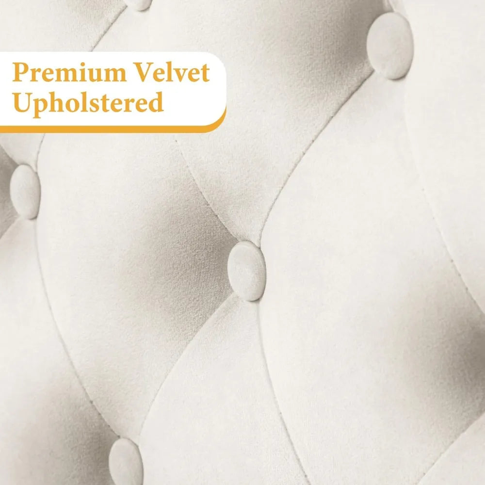 HISOFT Queen Bed Frame, Velvet Upholstered Queen Platform Bed with 48.8" Tall Wingback Headboard, Button Tufted, No Box Spring N