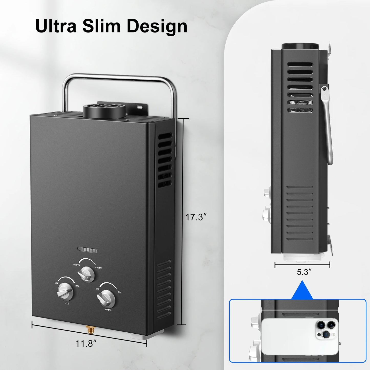 6L 1.58 GPM Outdoor Propane Gas Tankless Water Heater Portable , Bathroom heating instant,Water Heater Boiler Car Camping