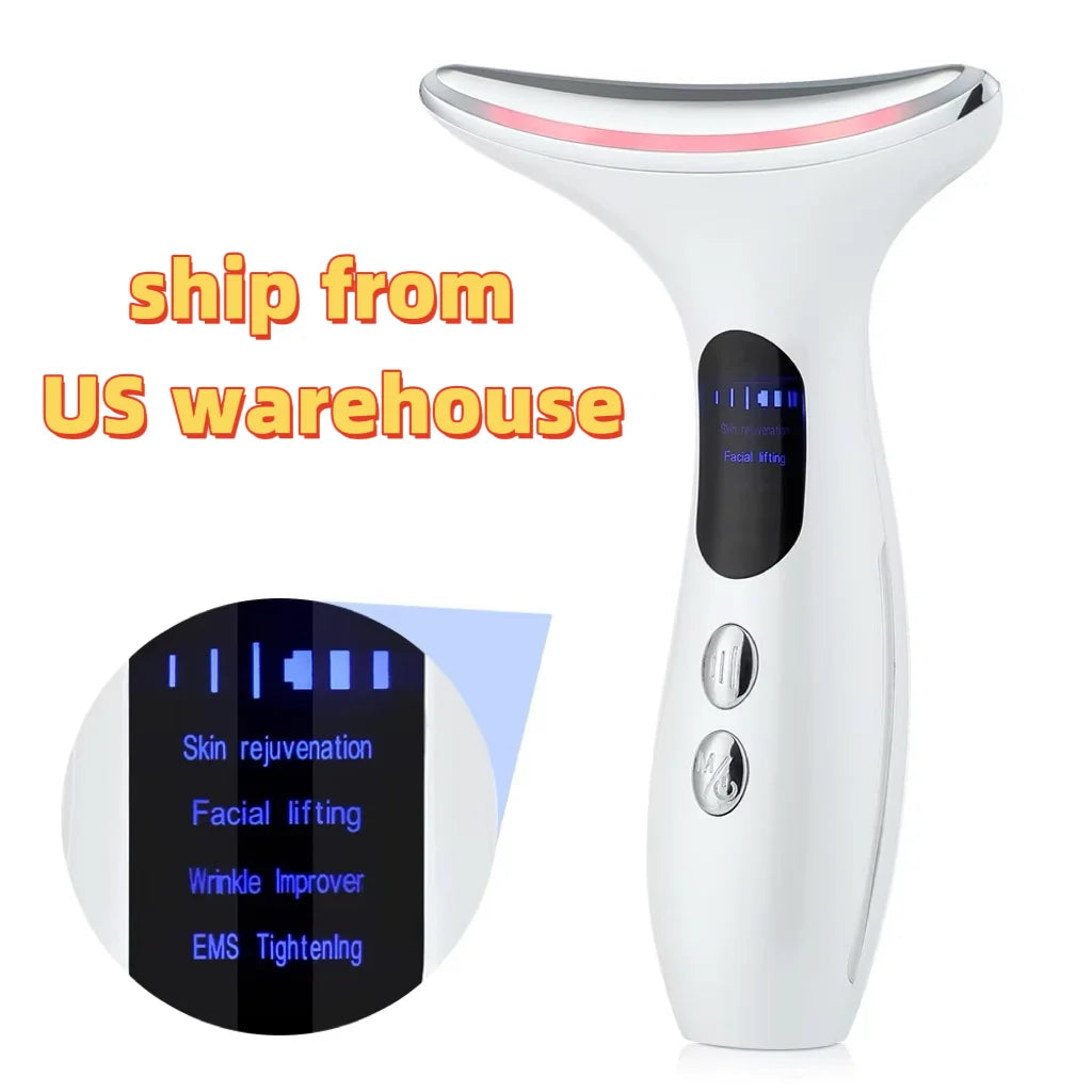 Neck Beauty Device EMS Microcurrent Chin Facial Lifting LED Firming Rejuvenation Anti Wrinkle Skin Care Face Massager
