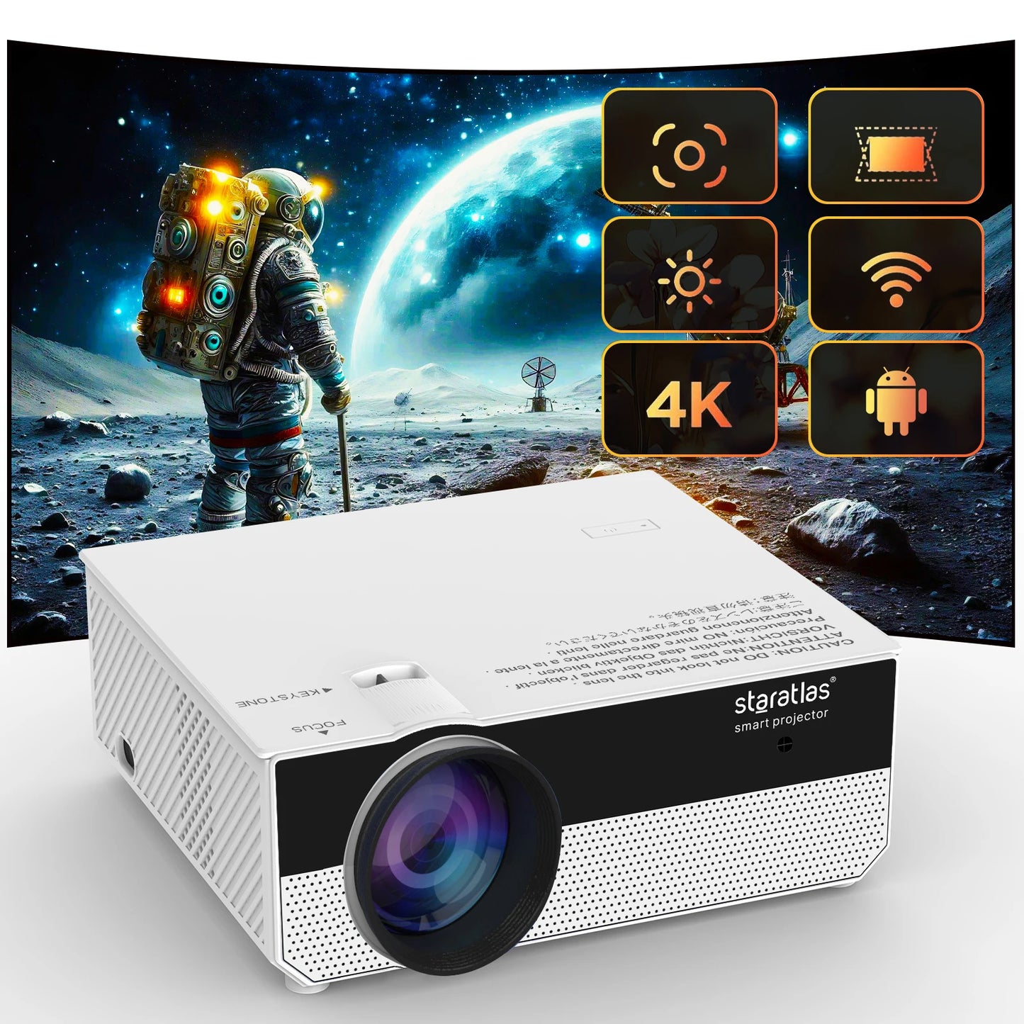 Projector with WiFi, Mini-Projector 800+Built-inApps,Native1080P Smart Portable Movie Projector 4k support Home theater projecto