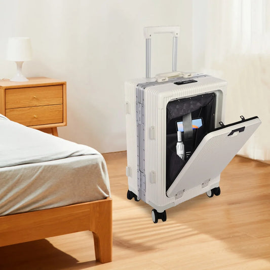 Boarding Suitcase, Portable Luggage Spinner, 20-Inch Travel Suitcase Carry on With Usb Charging Port Multi-Functional