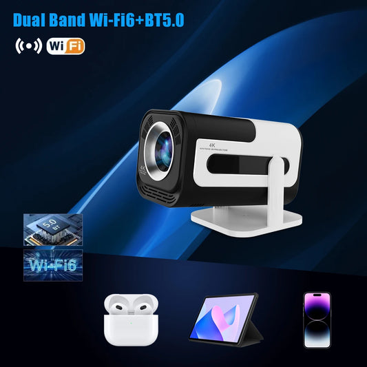 Projector Built in 3W Speaker Pro+ 4K 1280*720P Android 13 180ANSI 4000 Lumens Wifi6 BT5.0 Outdoor Video Home Theater Projector