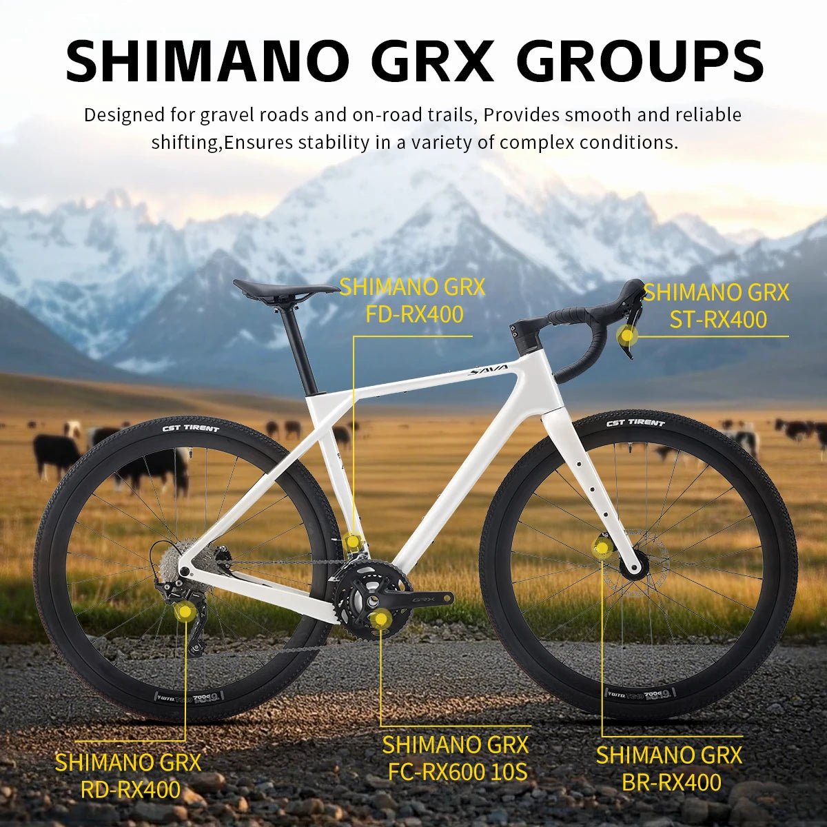 SAVA 2025 New R21 Gelaro S6/S4 Gravel Bike, All-Terrain Off-Road Bike, Carbon Fiber Frame and GRX 11/GRX 20Speed Gearset Bicycle