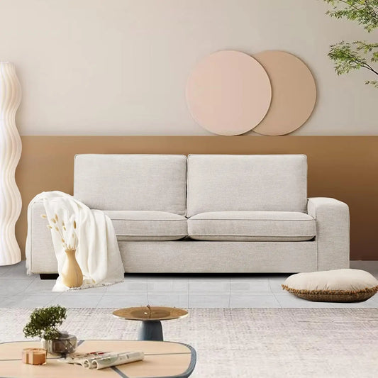 88.58" Modern Sofas Couches for Living Room, Chenille Sofas & couches with Square Armrest, Removable Low-Back Sofa Cushion and