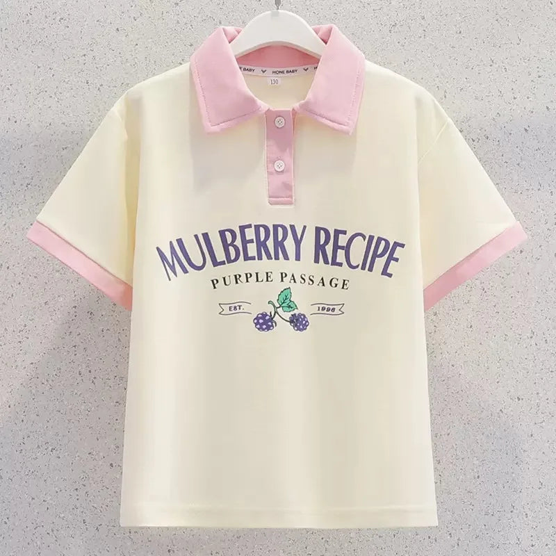 Summer Girls Clothing Set Letter Embroidered Pattern Casual Short Sleeve Tshirt+ Shorts 2Pcs Outfit Suit For 8-13 Years Kids