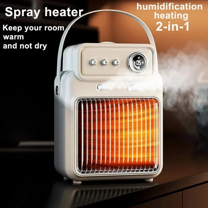 2 in 1 Desktop Electric Heater Humidifier Spray heating Fan Heater Air Humidifier Heating Warm Blower Radiator Home Office