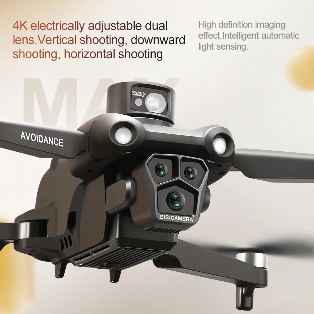 New U33MAX RC Drone Screen Gps 4K Professinal with Wide Angle Triple HD Camera Foldable RC Helicopter Brushless Motor WIFI Drone