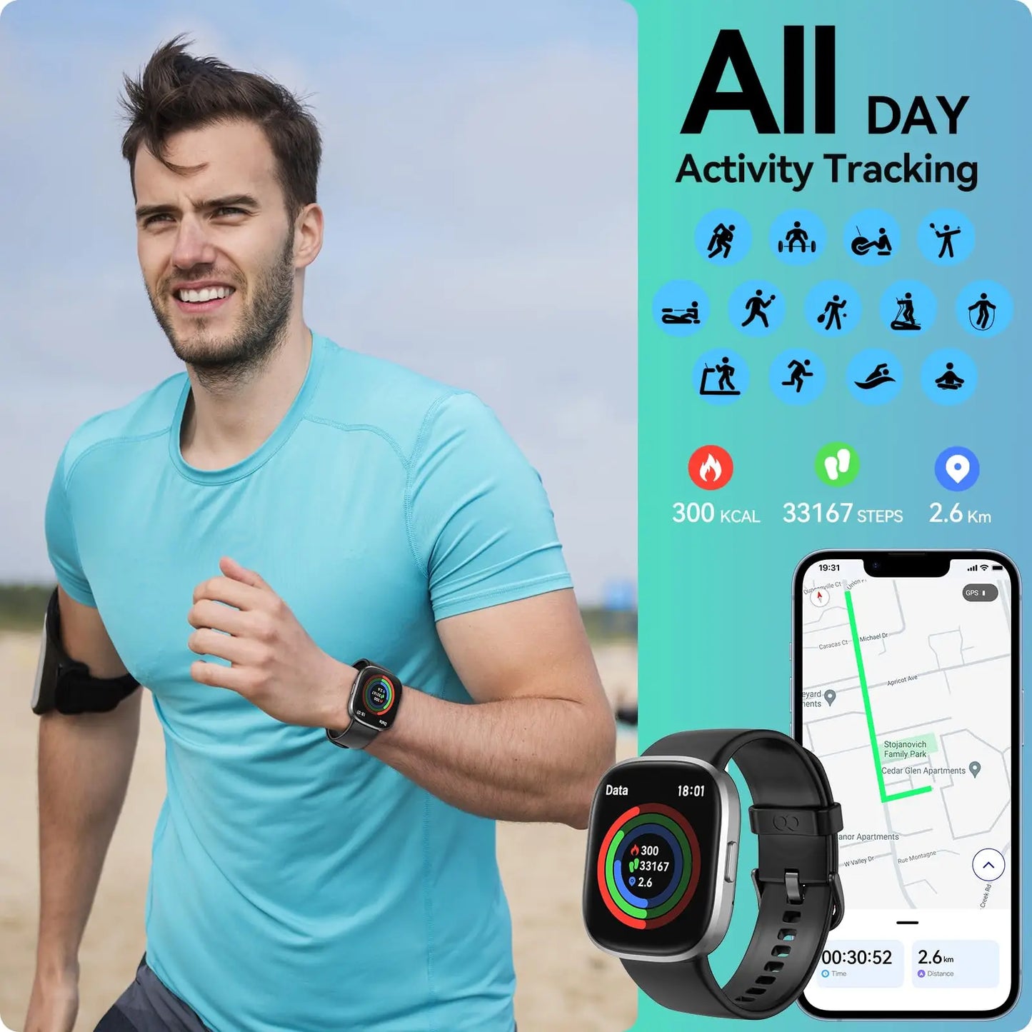 Smart Watch(Answer/Make Call), 1.83'' HD Smart Watches for Men Women fItness Tracker Sleep Monitor