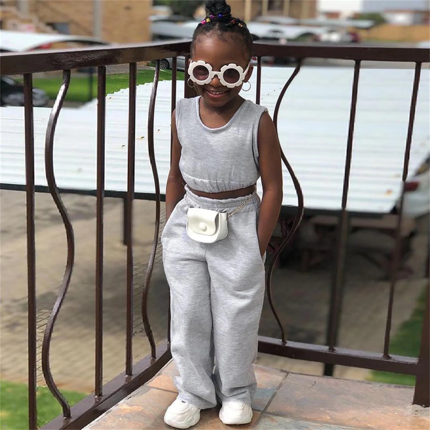 1-9 Years Old Kids Girls Summer Clothes Sets Girl's Sleeveless Vest Tops+ Pants Tracksuits Chidlren Sportswear Casual 2Piece Set