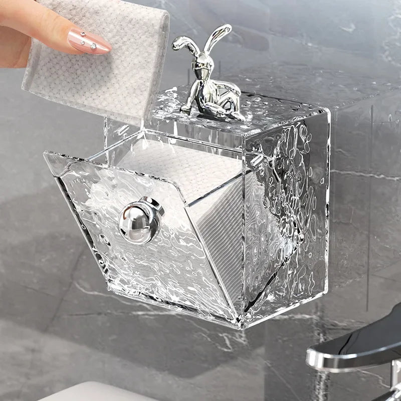 Bathroom Mirror Cabinet Storage Box Makeup Remover Cotton Swab Box Wall-mounted Flip-top Washbasin Toilet Bathroom Storage Rack