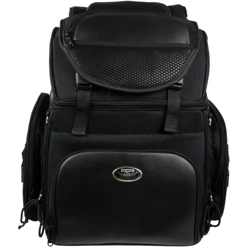 Milwaukee Leather SH689 Large Black Textile Waterproof Touring Motorcycle Sissy Bar Bag - One Size