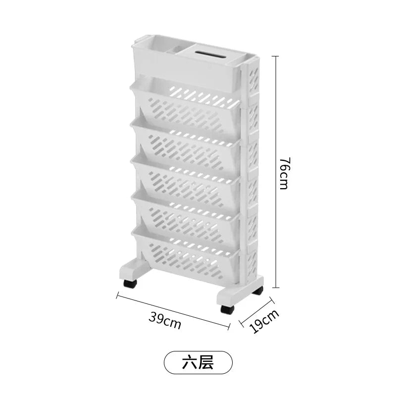 Storage Rack Bookshelf Table Side Wheels Rack Removable Floor Multi Story Dormitory Table Side Storages Basket Storage Racks