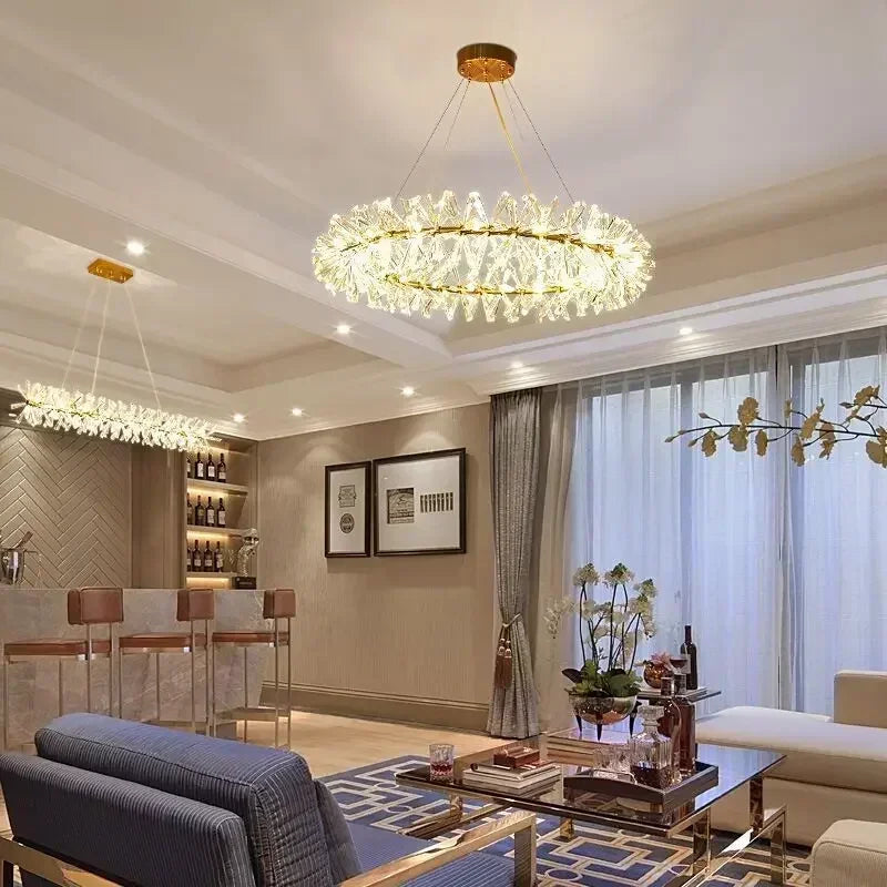 Modern living room bedroom round ceiling chandelier indoor luxury crystal chandelier personalized creative LED lamps