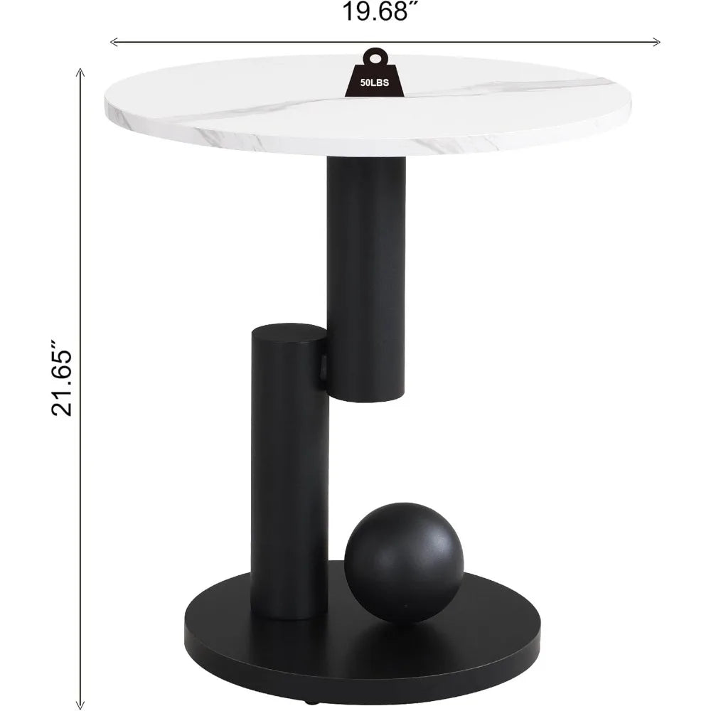 Modern Nesting Coffee Table Set of 2, 2-Piece Modern Oval Decorative Coffee Center Table with White Faux Marble Top and Black Me