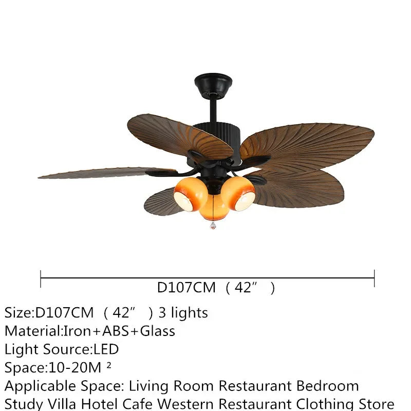 American Retro celiing Fan Light European Mid-Century Luxury chandelier  Living Room Restaurant Bedroom Villa Cafe Remote Fan