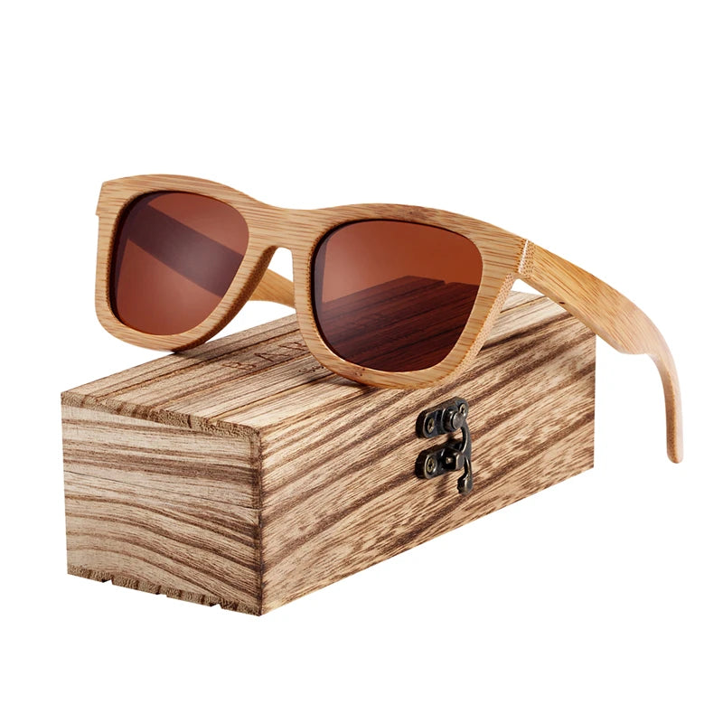 Bamboo Sunglasses Men Retro Vintage Wood Sun Glasses Women Polarized Mirror Coating Lenses Eyewear