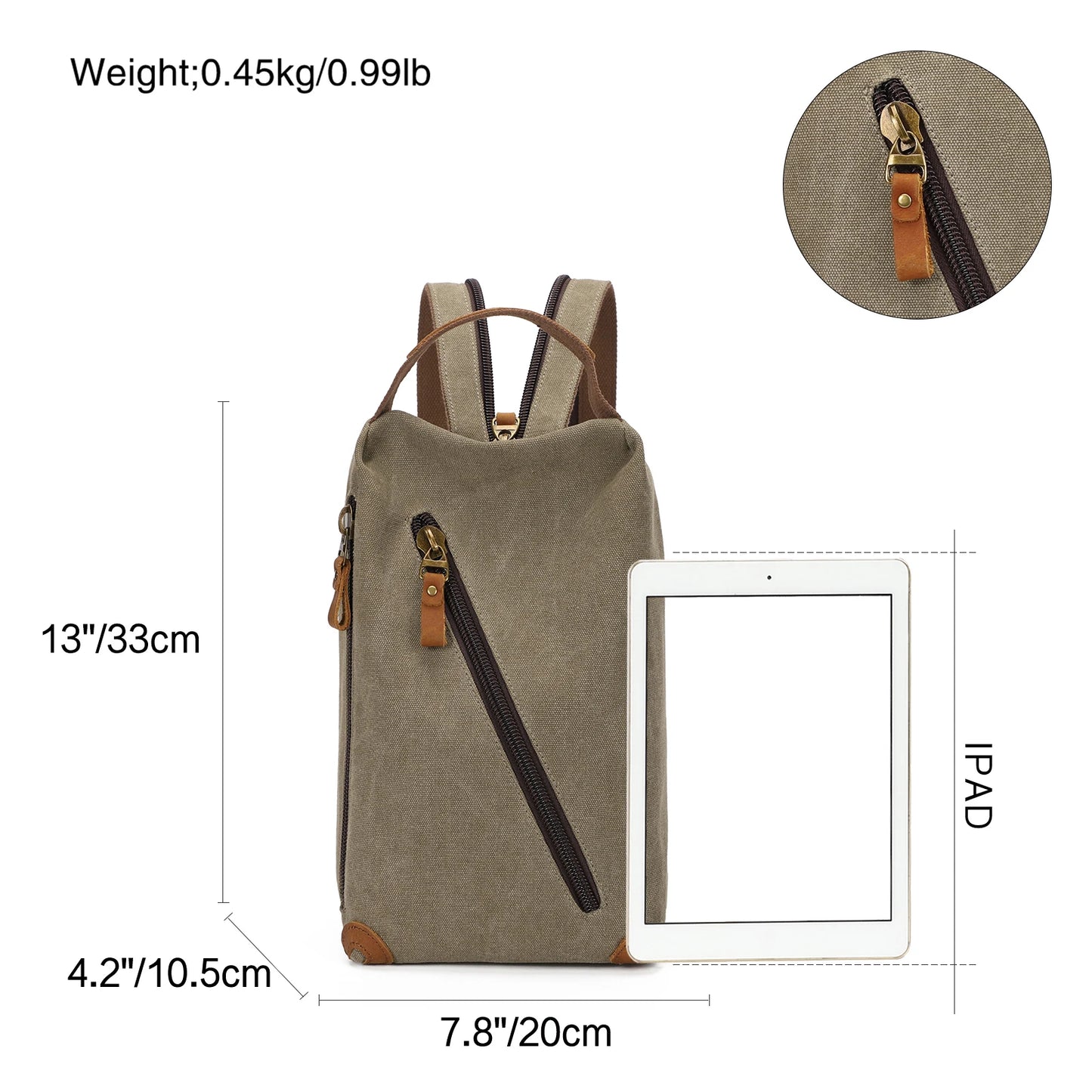 KL928 Canvas Sling Bag - Small Crossbody Backpack Shoulder Casual Daypack Rucksack for Men Women