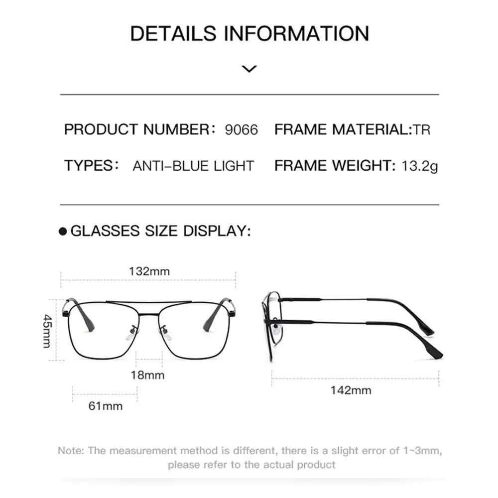 Square Sunglasses Men Women Anti Radiation Anti Blue Light Computer Photochromic Eyeglasses UV400 Shades Metal Sun Glasses
