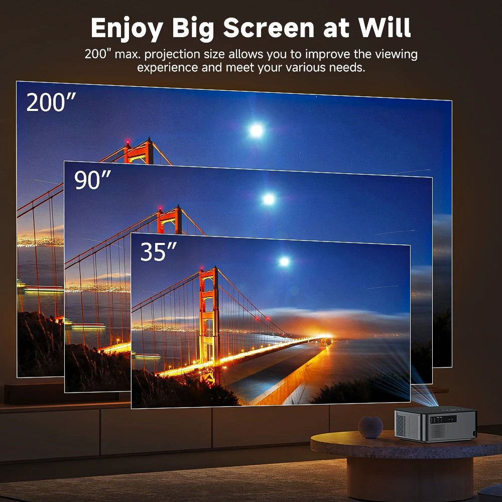 GOOJODOQ Full HD 1080P Projector 4K 8K 700ANSI 15500Lumens Android WiFi LED Video Movie Projector LED Home Theater Cinema Beamer
