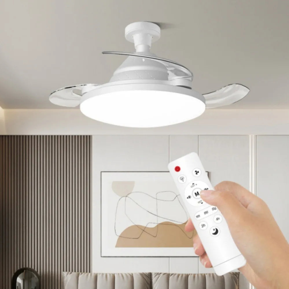Ceiling Fan Light New Invisible Telescopic Blade Air Circulation Fans Silent Dimming Timed Room Decor Ceiling Fan with lighting