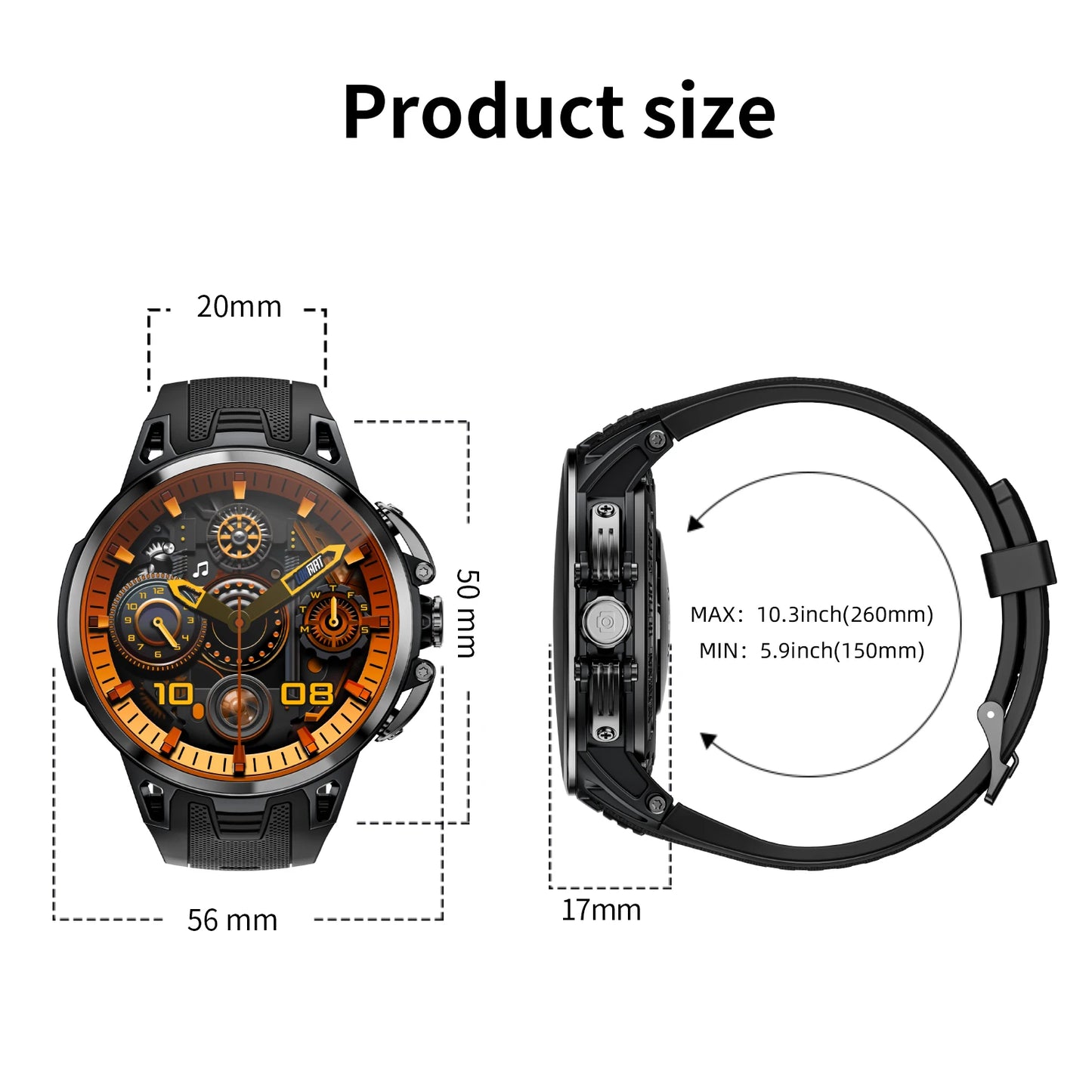 LOKMAT New APPLLP 4 Pro Android Watch Phone 4G SIM Card Smart Watch Full Round Amoled Touch Screen Camera Video Calls Fitness