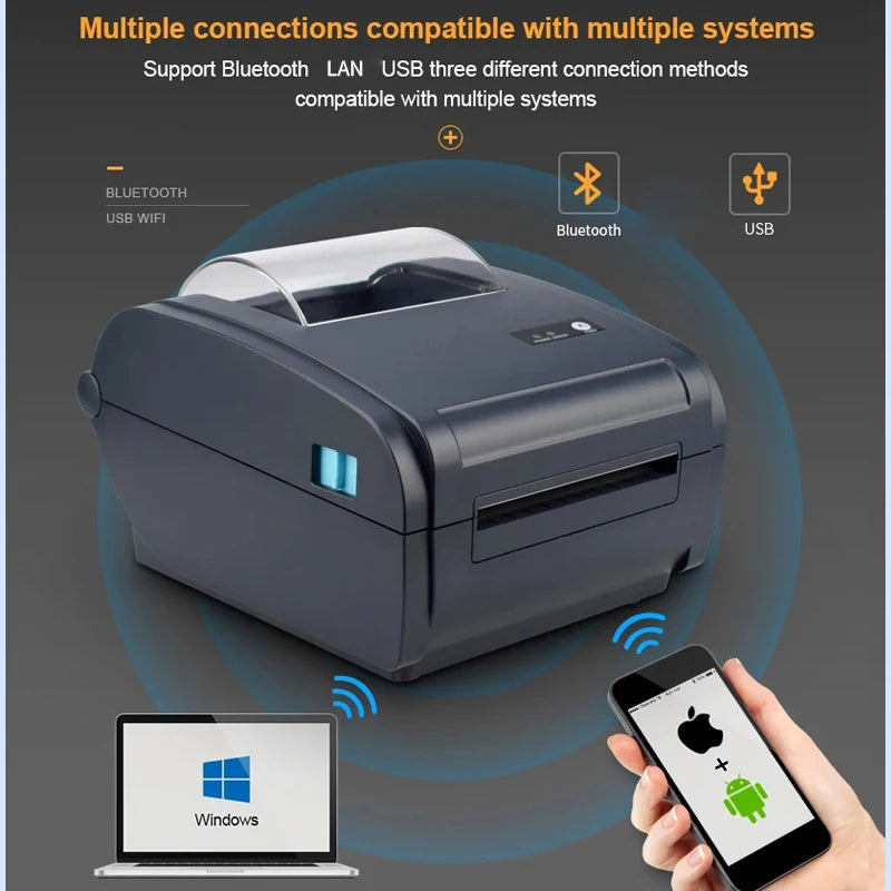 Multifunctional Thermal Printer with USB, LAN and Bluetooth Connectivity Compatible with CPCL/ESC/POS, and Featuring Low Latency