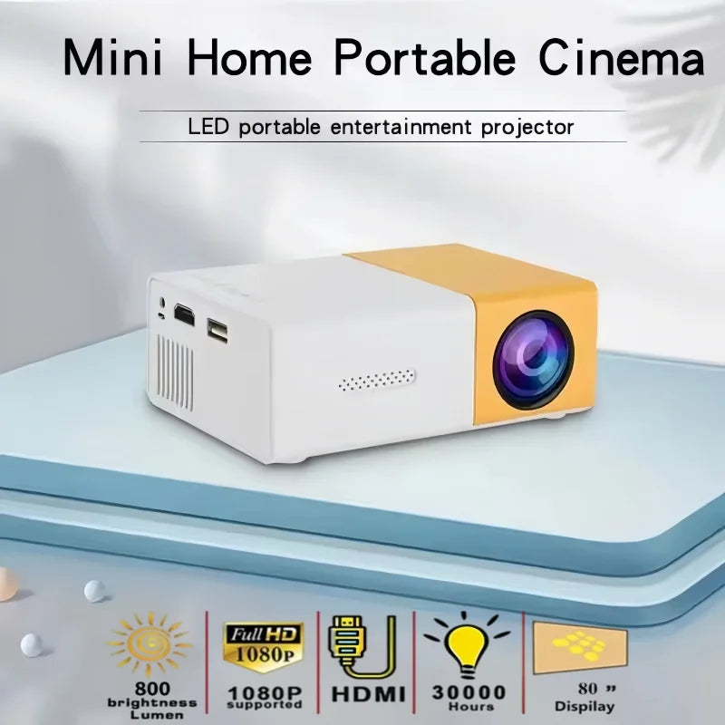 2025 Mini YG300 Lightweight Portable Projector Ultra HD Home Living Room Bedroom Home Cinema Mobile Intelligent Projection