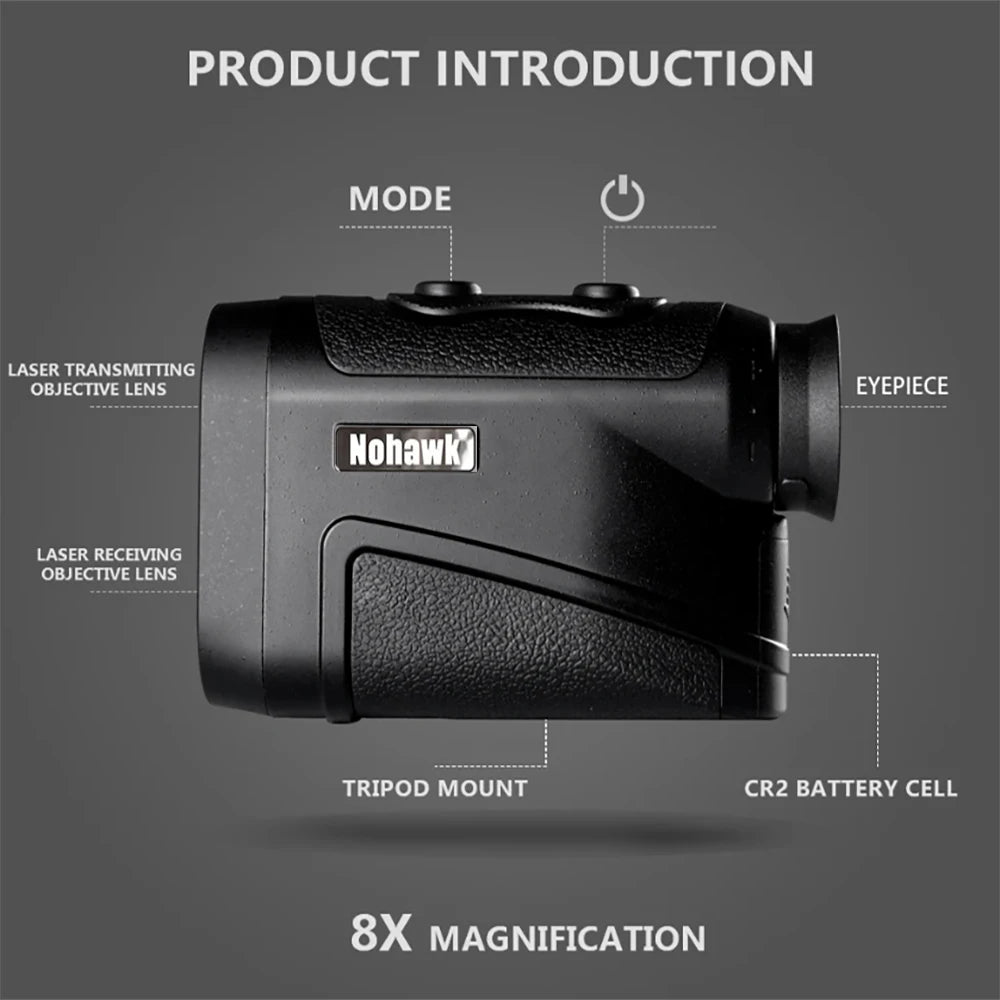 Nohawk HD-2200M Hunting Laser Rangefinder Multifunctional Telescope Range Finder 8X 2200Yards  for Hunting Shooting Golf Camping