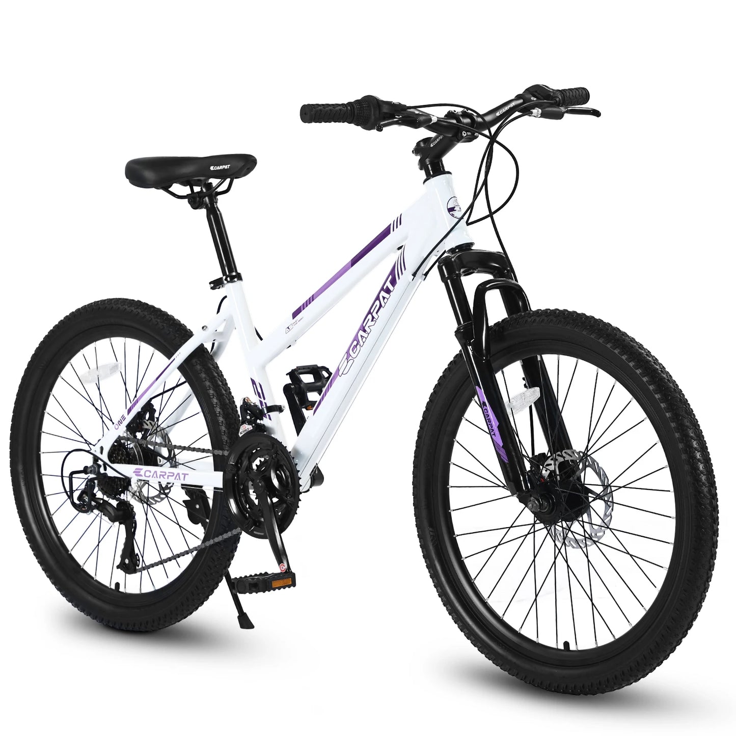 24/26 inch Mountain Bike Girls Women, 21 Speeds Mountain Bicycle with Steel Frame, Dual Disc Brakes and 100mm Front Suspension