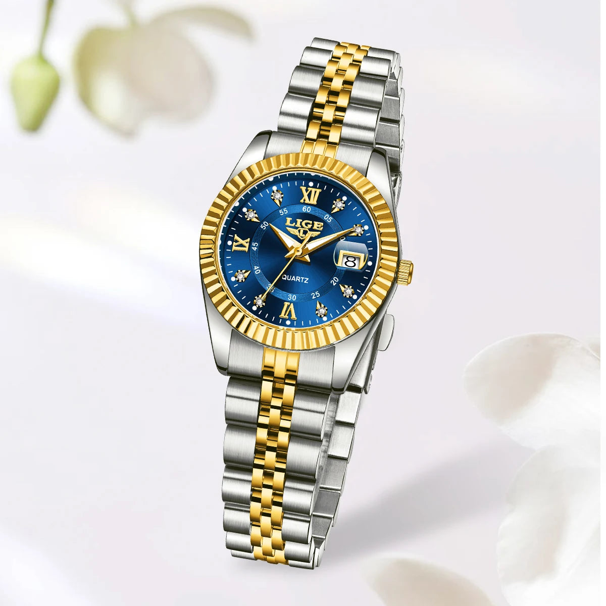 LIGE Fashion Woman Watch Stainless Steel Waterproof Auto Date Elegant Ladies Wristwatch Luxury Original Quartz Watch for Women