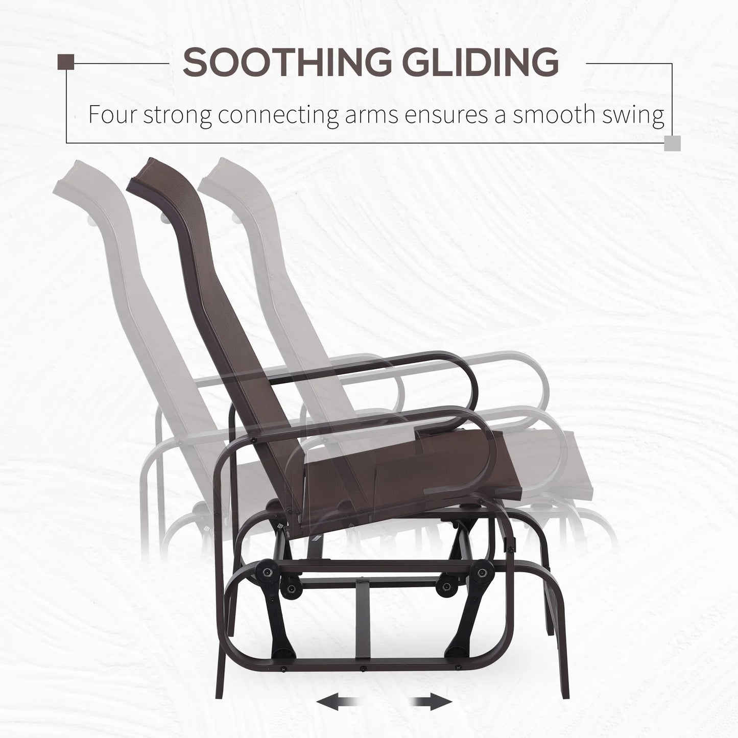 Outsunny Outdoor Gliding Rocking Chair w/ Metal Frame for Patio, Garden, Brown