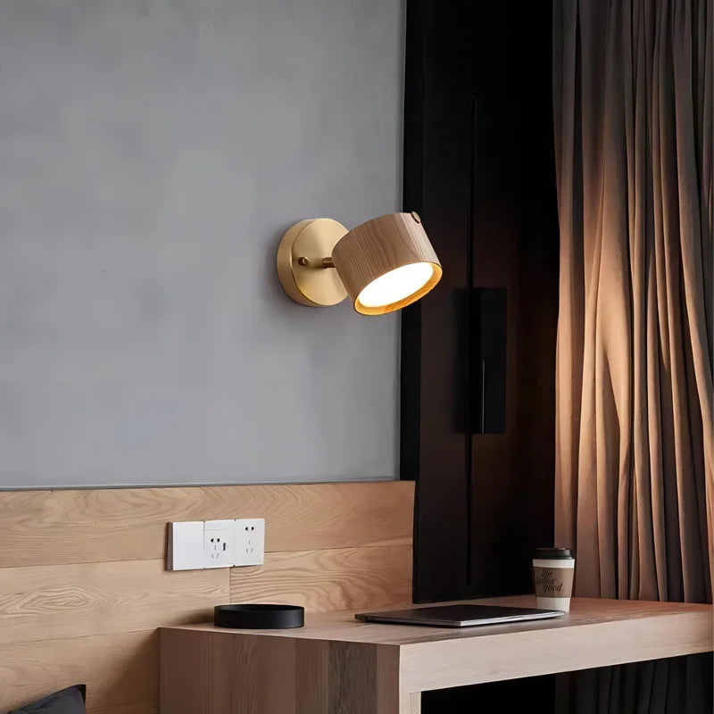 Nordic Wall Lamp Bedroom Lamp Simple Modern Living Room Background Wall Light Luxury Corridor, Aisle, Walnut Wood Bedside Lamp