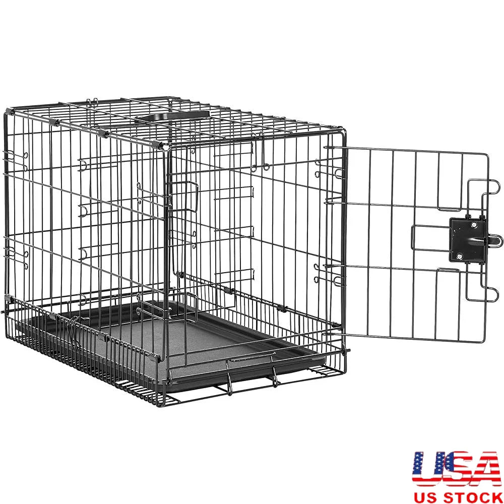 Durable Portable Metal Wire Dog Crate with Removable Tray Divider Ideal Small Pets Indoor Use