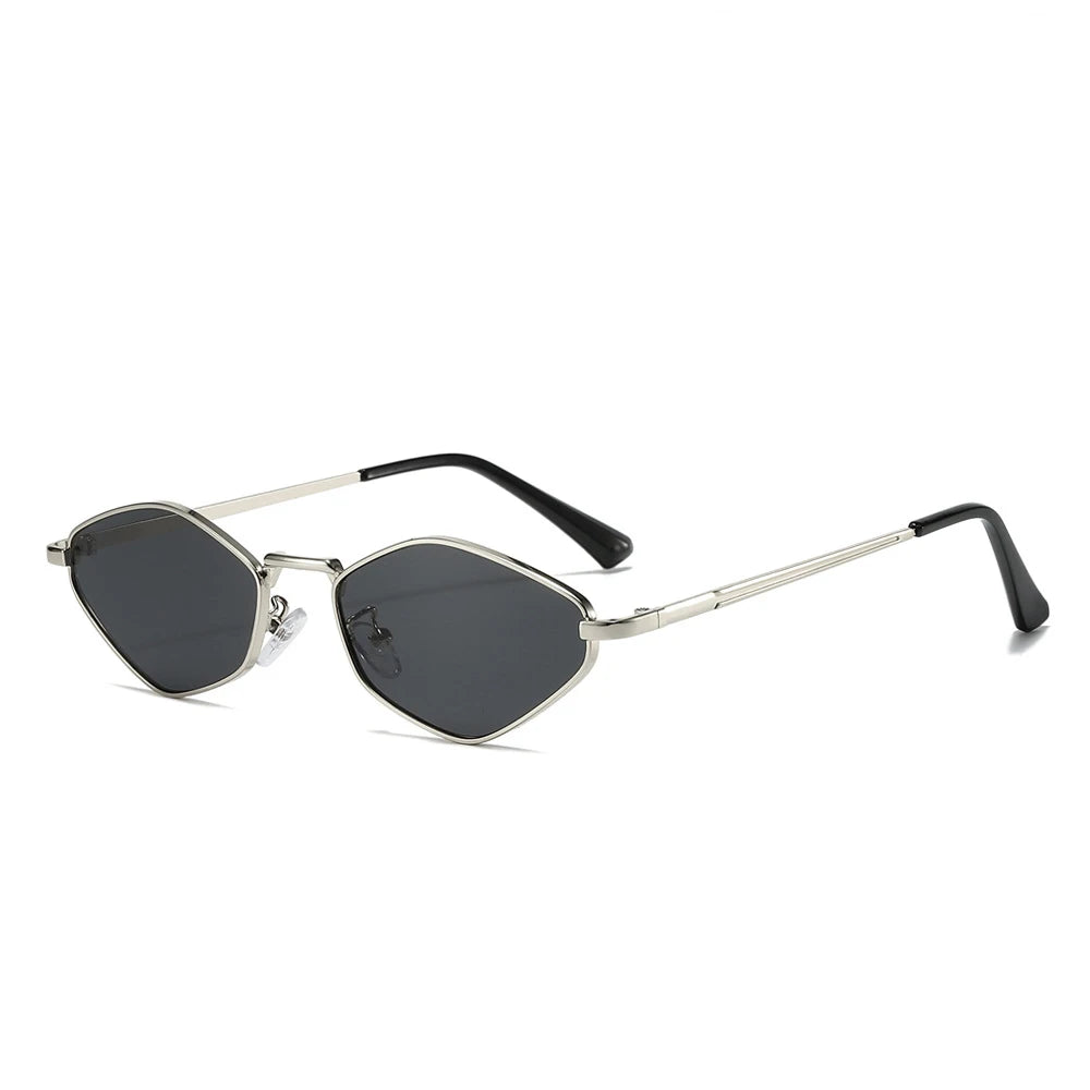 Small Polygonal Sunglasses Women Luxury Brand Steampunk Metal Frame Sun Glasses Ladies  Vintage Rhombus Shades UV400 Eyeglasses