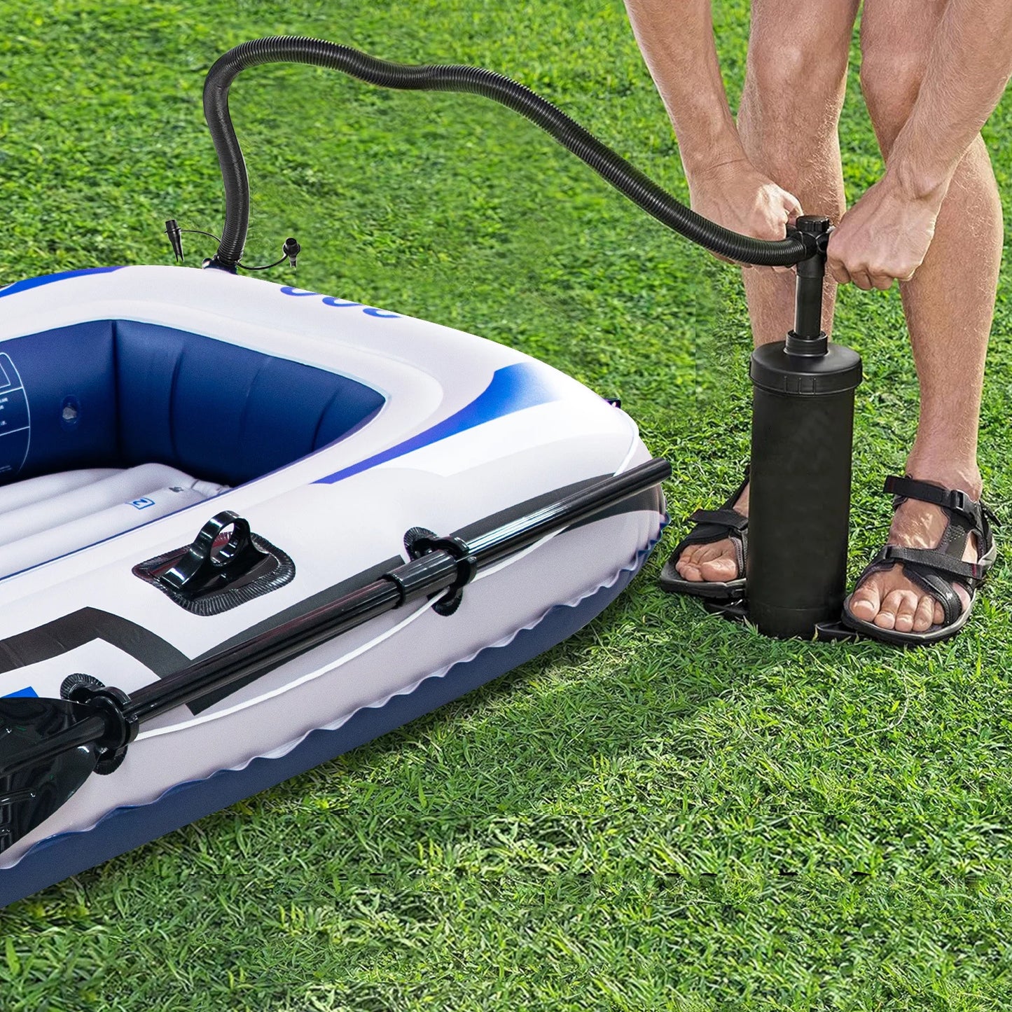 Lightweight PVC Inflatable Kayak Stable Folding Design for Kayak Drifting Fishing Rafting Sports-Rowing Boat Plastic Material