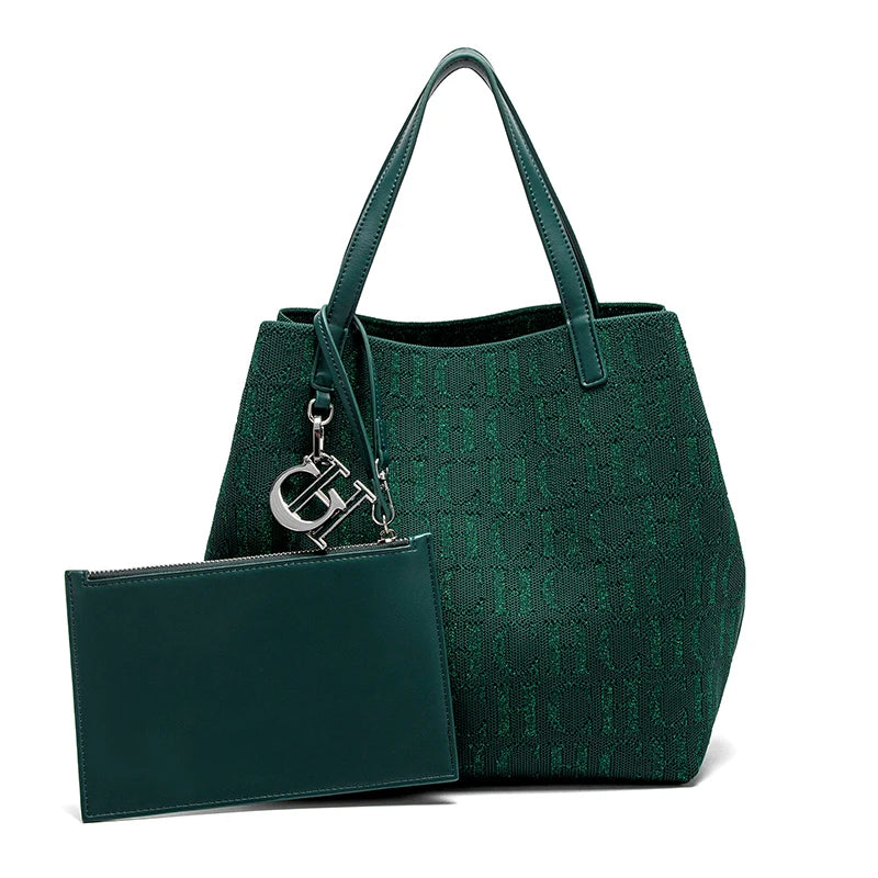 CH Simple Daily Commuter Bag Ladies Crossbod Ladies Tote Bag Large Capacity Ladies Shoulder Bag Solid Colour Letter Print Design