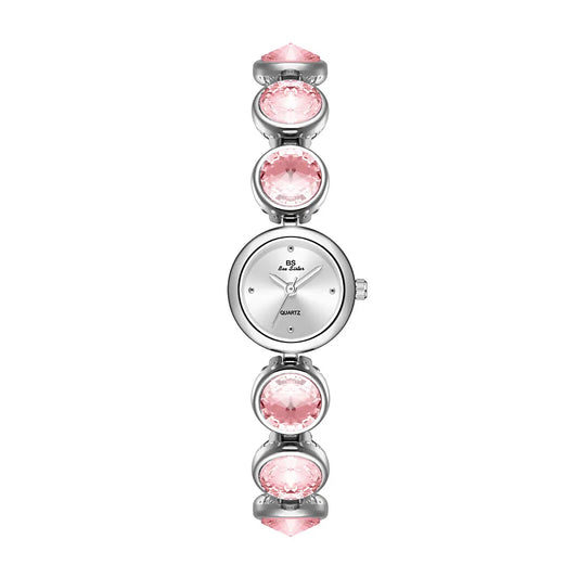 Woman Pink Rhinestone Watch Light Luxury Small Bracelet Clock Elegant Fashion Ladies Girl Student Dress Party Watches Gifts