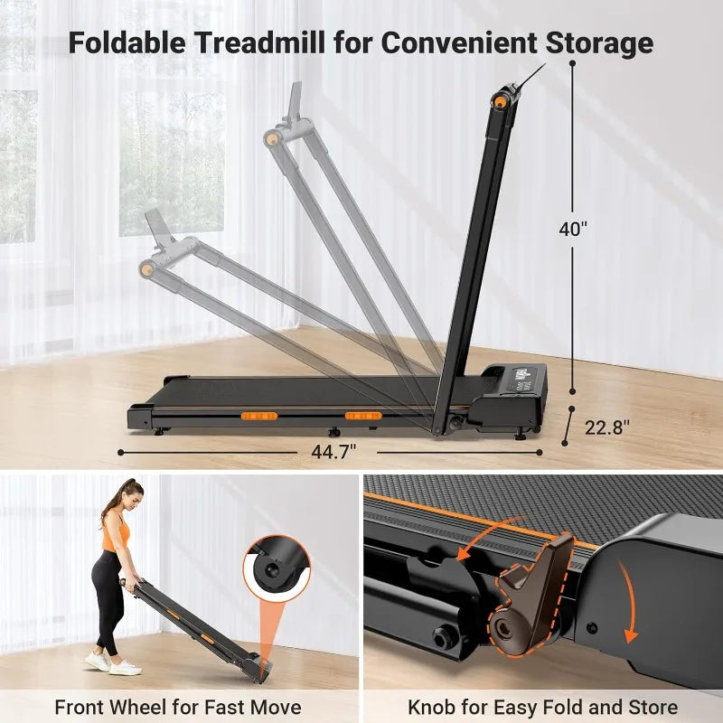 Walking Pad, 2 in 1 Foldable Treadmills for Home, 2.5HP Under Desk with Handle Bar, 16" Widened Running Belt, with Remote