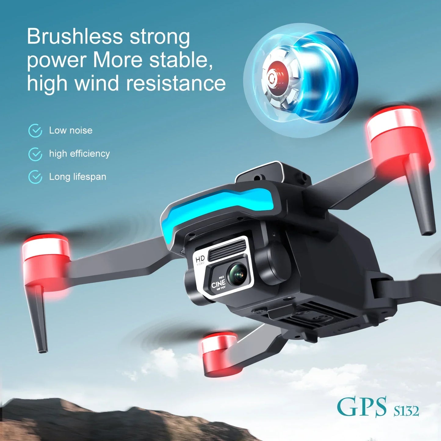 S132 Brushless Drone GPS Aircraft Electric Adjustment High Definition Aerial Photography Dual Camera Obstacle Avoidance 2000M