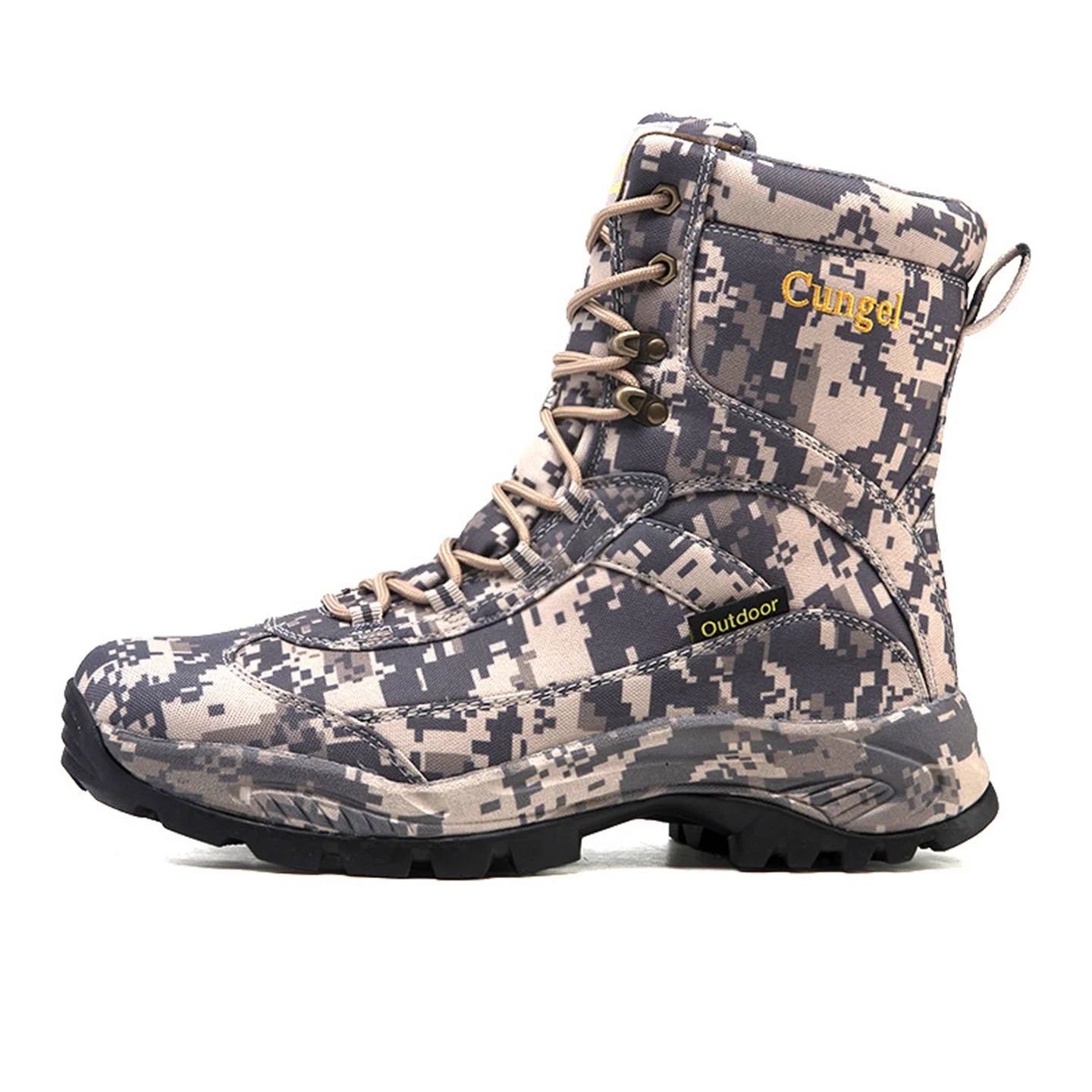 Men's High Top Camouflage Hunting Boots Breathable Tactical Shoes Outdoor Hiking Wear-Resistant Waterproof Mountaineering Boots