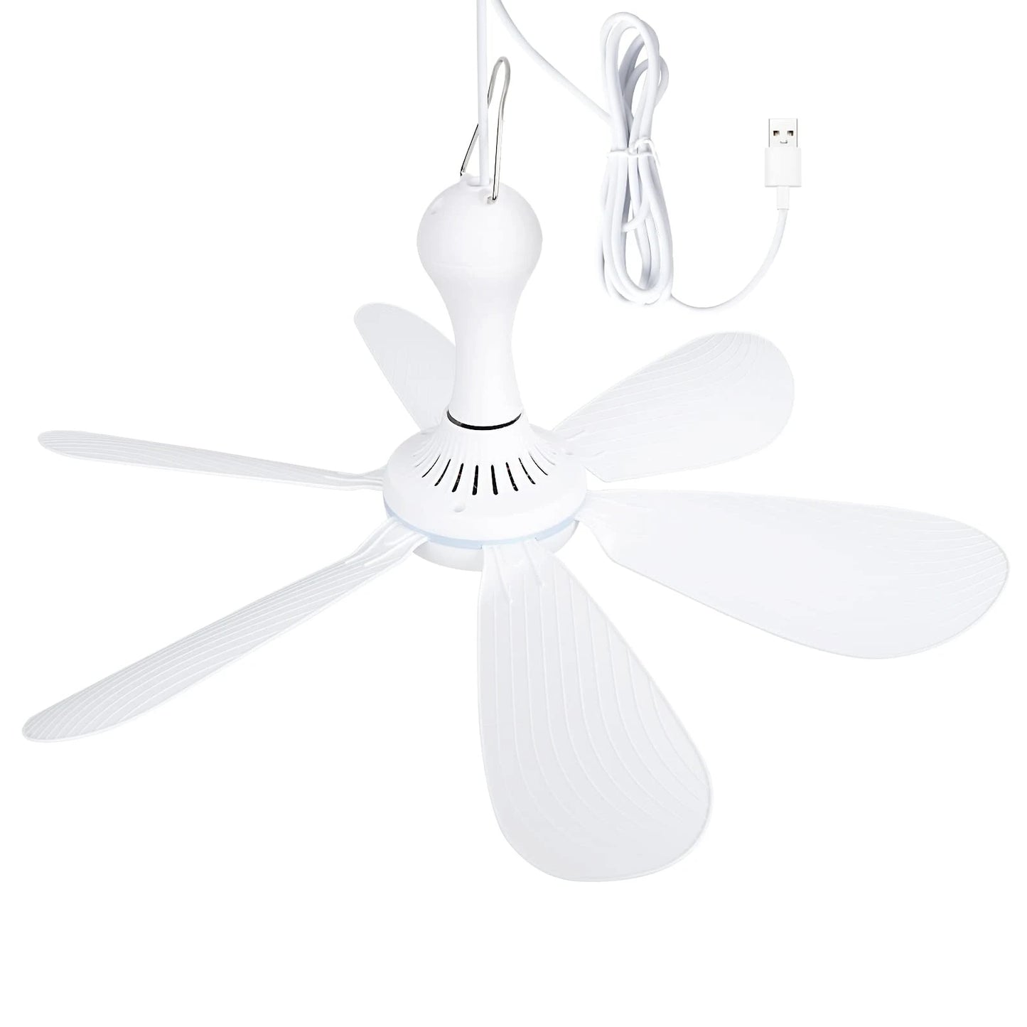 Silent 6 Leaves USB Powered Ceiling Canopy Fan with Remote Control Timing 4 Speed Hanging Fan for Camping Bed Dormitory Tent New
